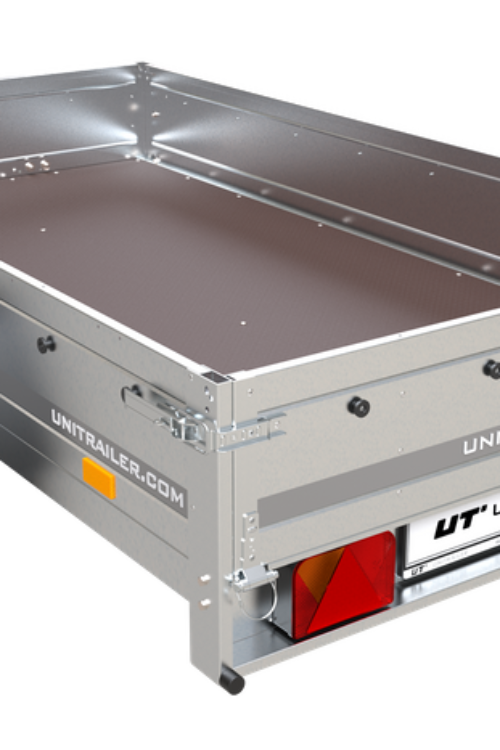 Remorque voiture simple essieu Unitrailer Garden Trailer 230 x 125 cm avec timon fixe 500/750 kg